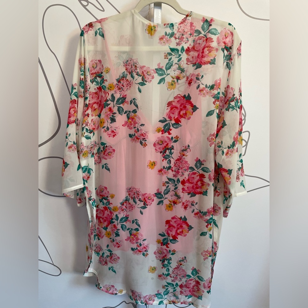 Floral Pink Women's Cardigan - Picture 2 of 6